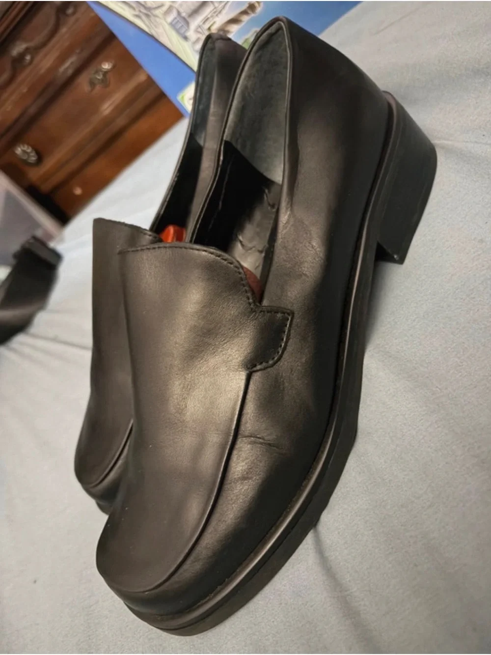 Franco Sarto Black Leather Slip-On Loafers